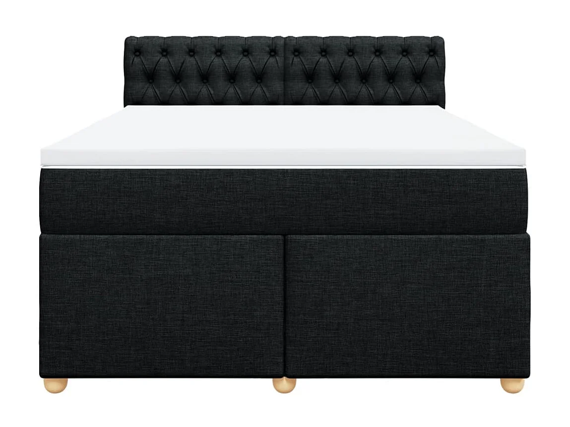 Cama box spring con colchón tela negro 140x190 cm