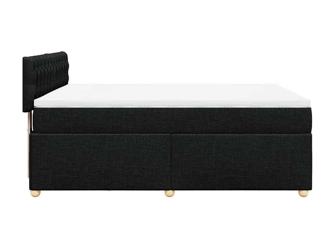 Sommier à lattes de lit avec matelas Noir 140x190 cm Tissu