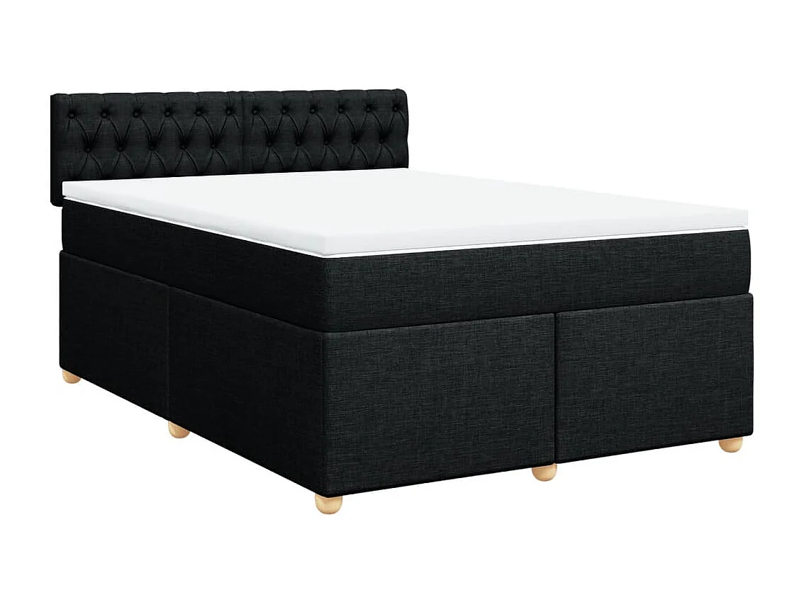 Sommier à lattes de lit avec matelas Noir 140x190 cm Tissu