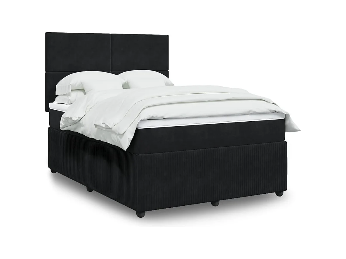 Sommier à lattes de lit avec matelas Noir 140x190 cm Velours