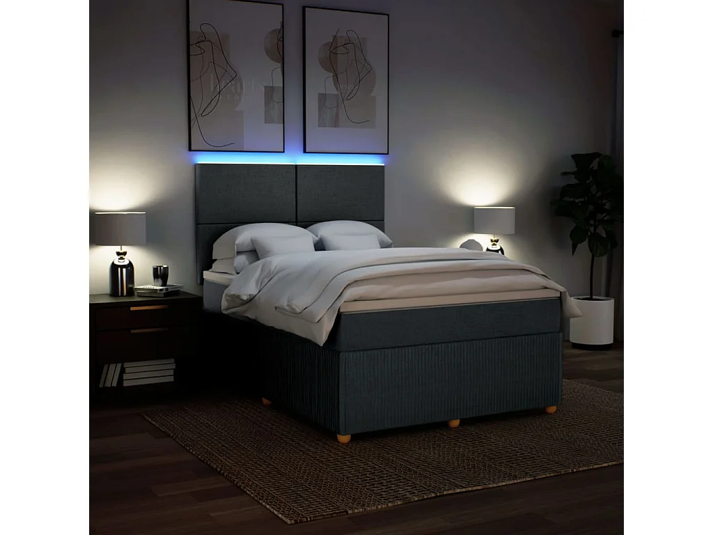 Sommier à lattes de lit avec matelas Gris foncé 140x200cm Tissu