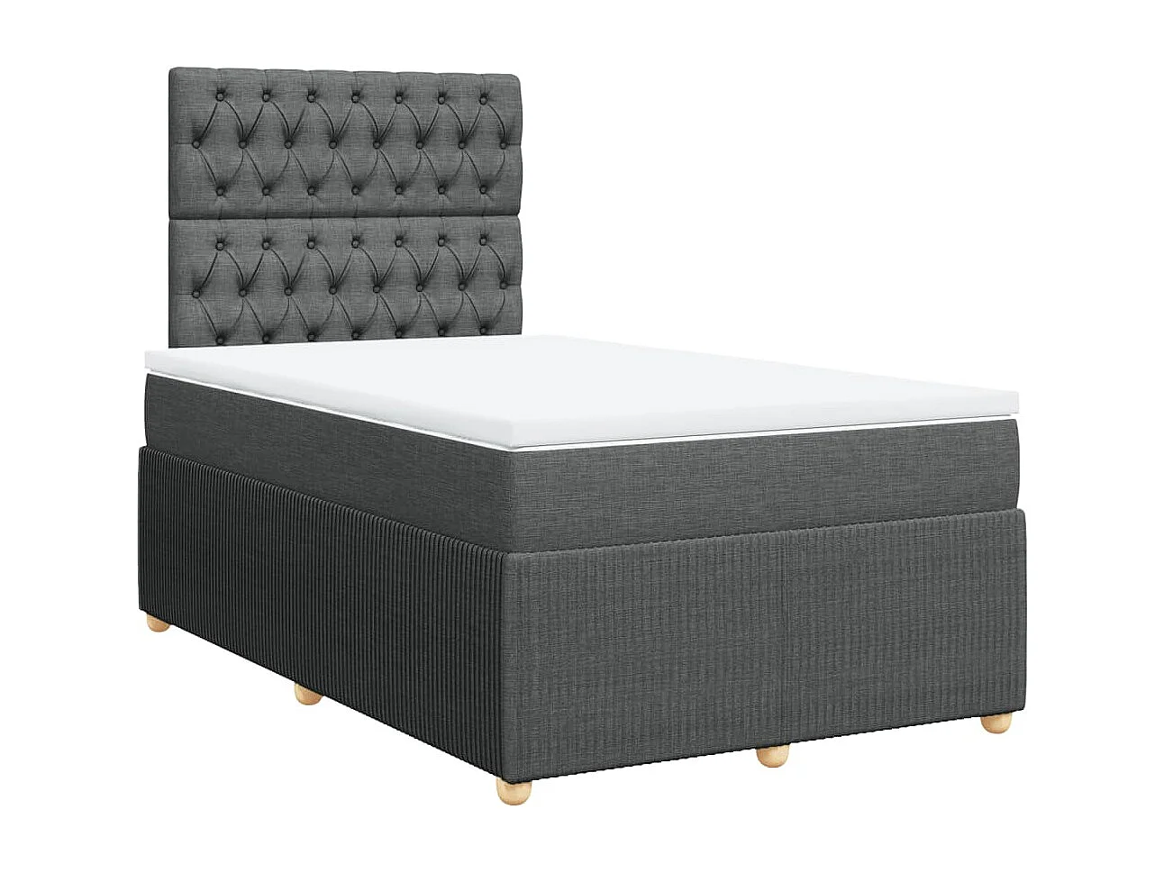 Cama box spring con colchón tela gris oscuro 120x200 cm