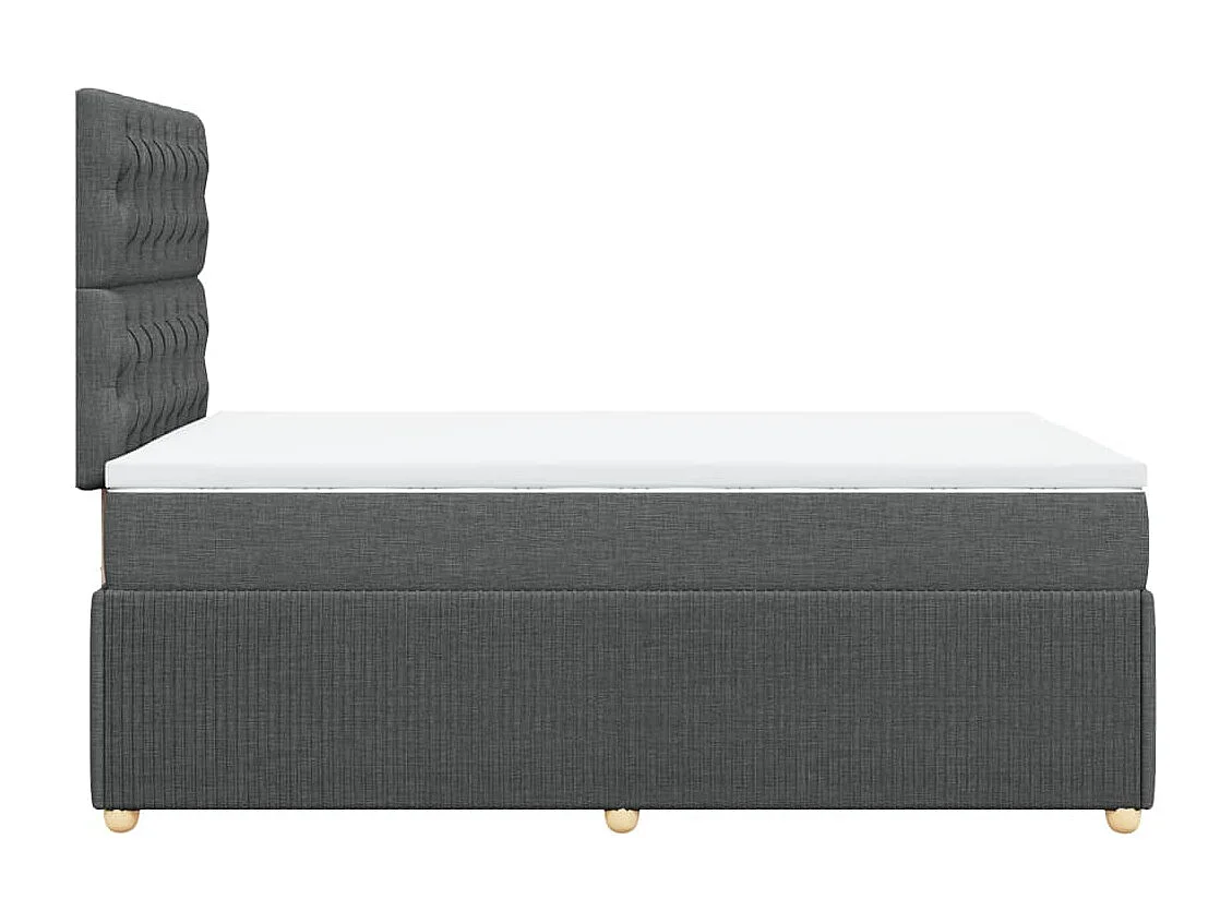 Cama box spring con colchón tela gris oscuro 120x200 cm