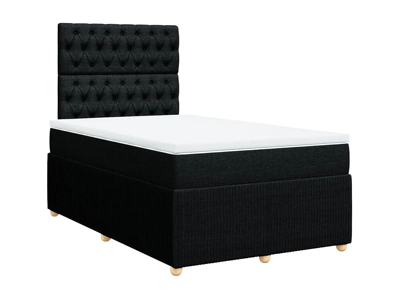 Cama box spring con colchón tela negro 120x200 cm