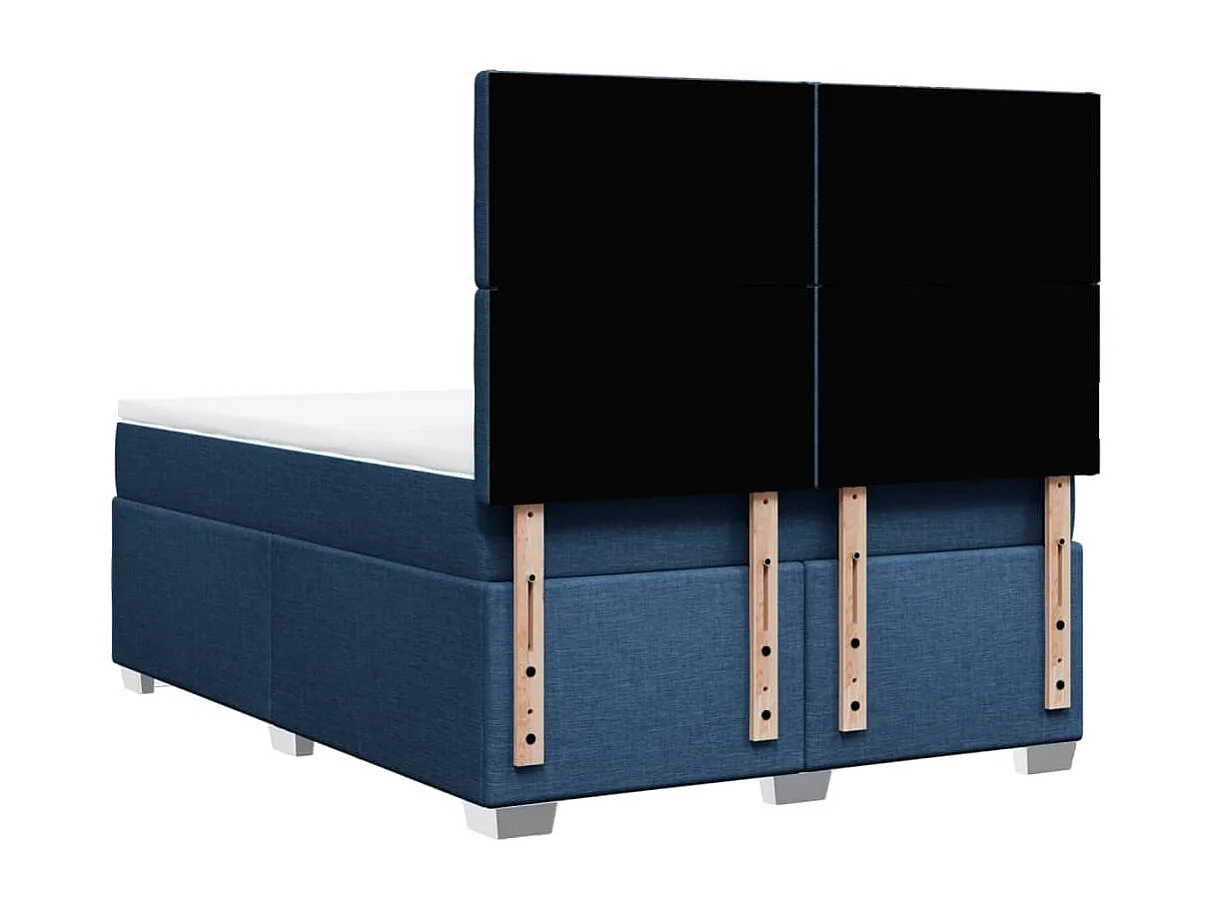 Cama box spring con colchón tela azul 160x200 cm