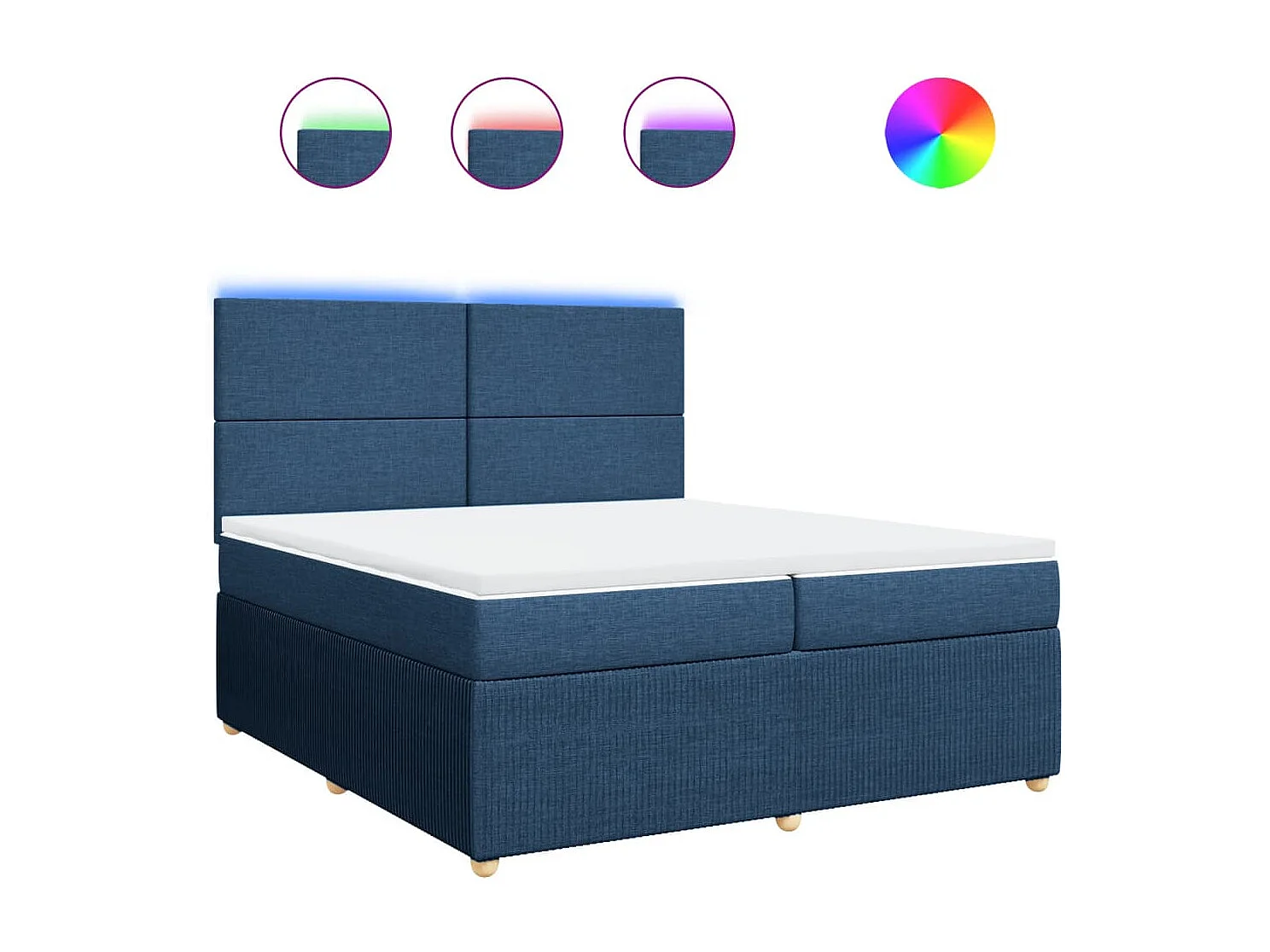 Sommier à lattes de lit avec matelas Bleu 200x200 cm Tissu