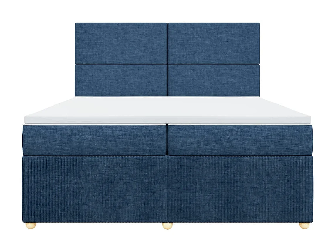 Sommier à lattes de lit avec matelas Bleu 200x200 cm Tissu