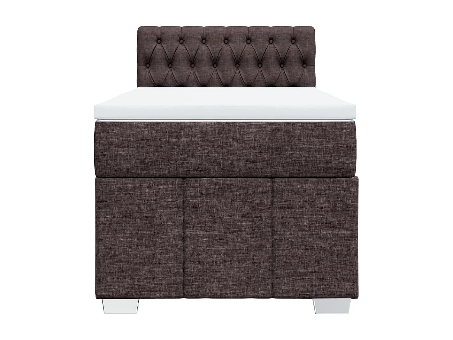 Cama box spring con colchón tela marrón oscuro 80x200 cm