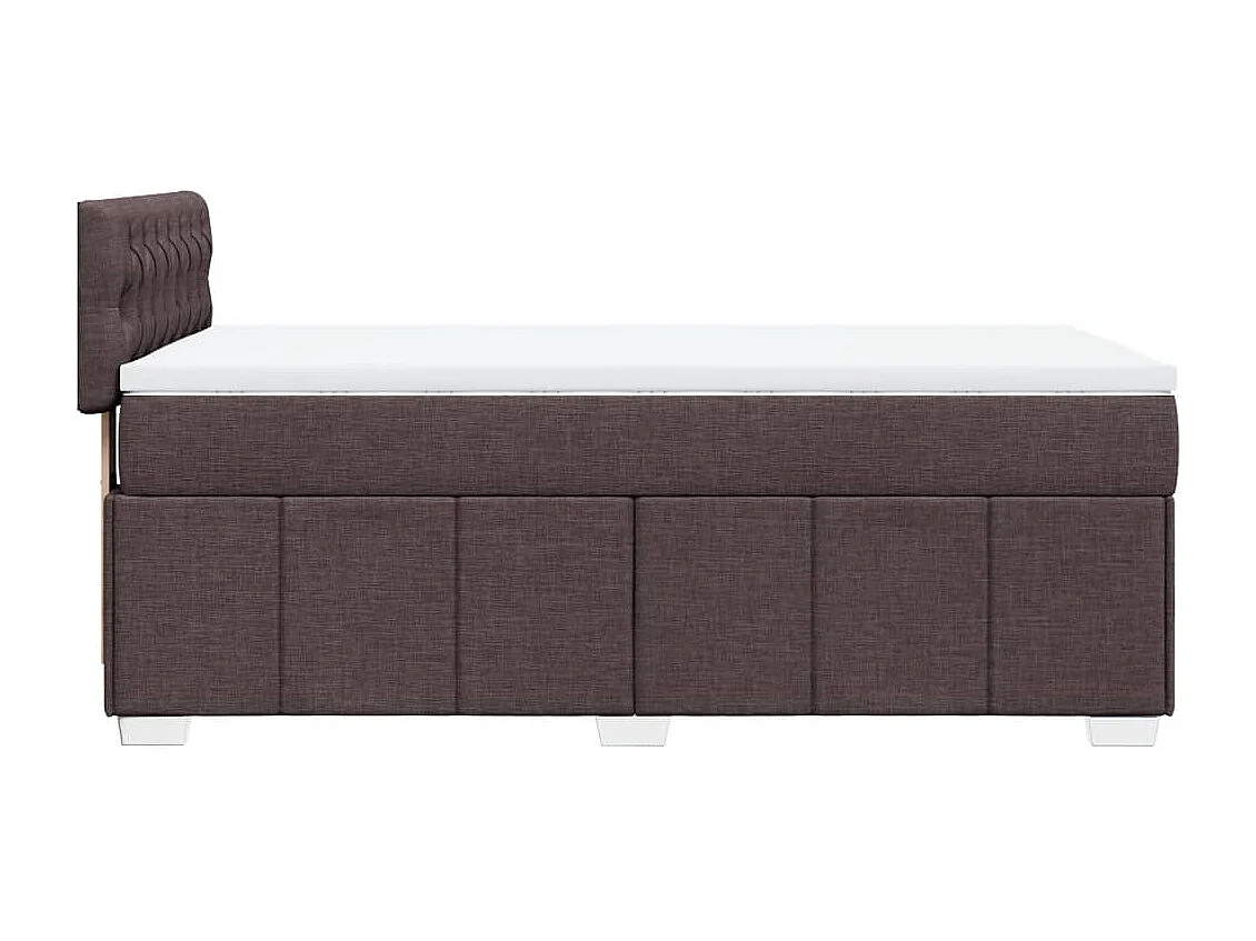 Cama box spring con colchón tela marrón oscuro 80x200 cm