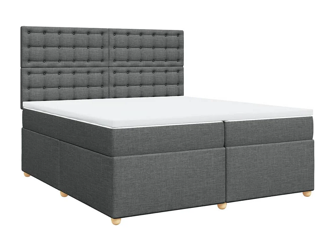 Cama box spring con colchón tela gris oscuro 200x200 cm