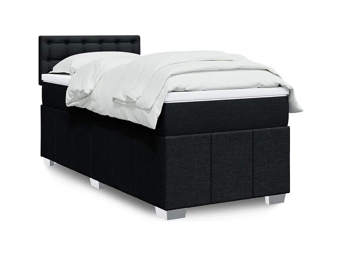 Sommier à lattes de lit avec matelas Noir 90x190 cm Tissu