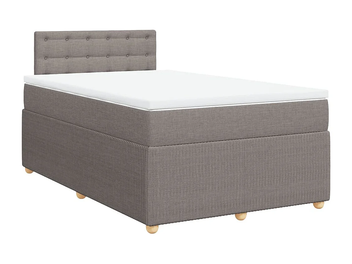 Cama box spring con colchón tela gris taupe 120x200 cm