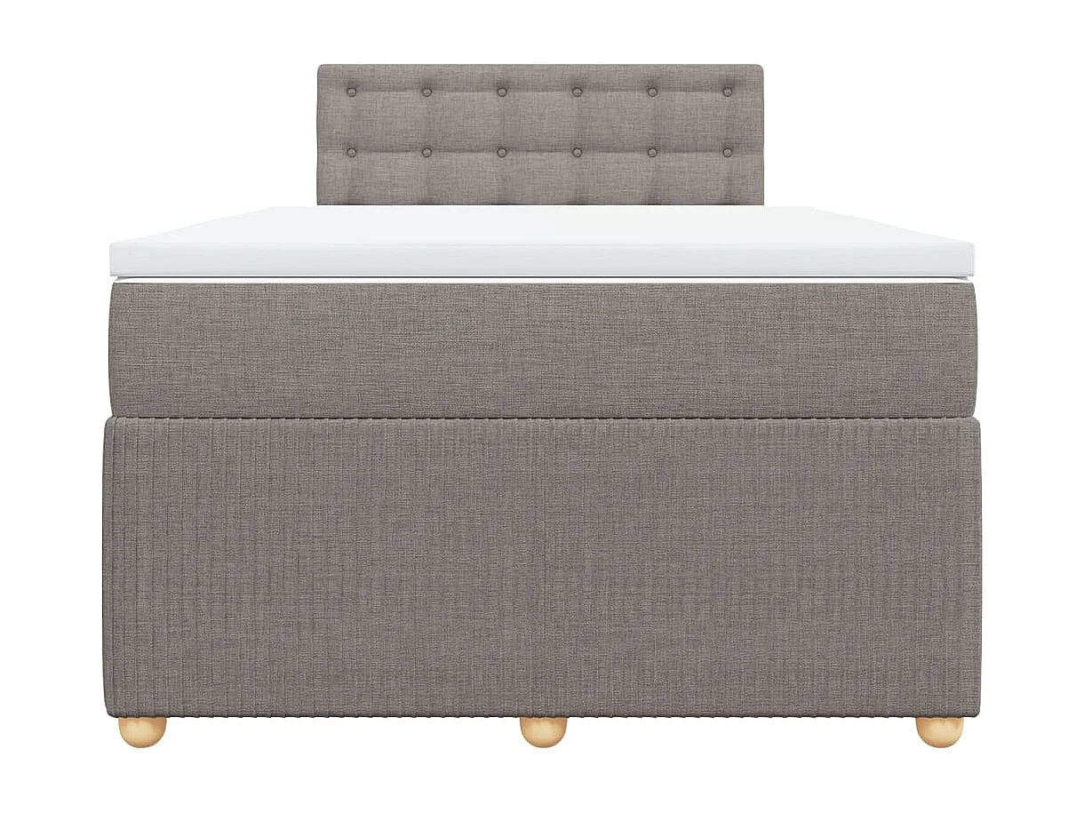 Cama box spring con colchón tela gris taupe 120x200 cm