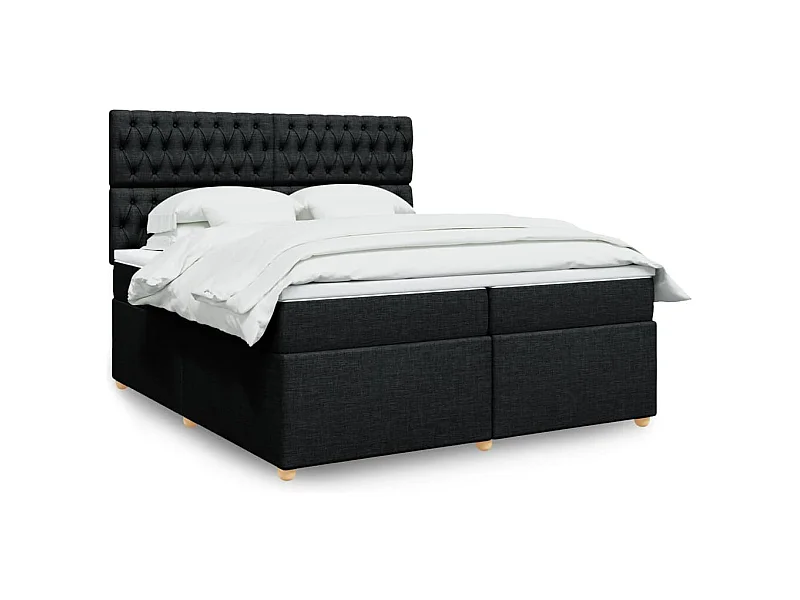 Sommier à lattes de lit avec matelas Noir 200x200 cm Tissu