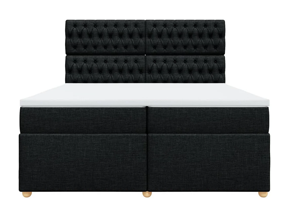 Sommier à lattes de lit avec matelas Noir 200x200 cm Tissu