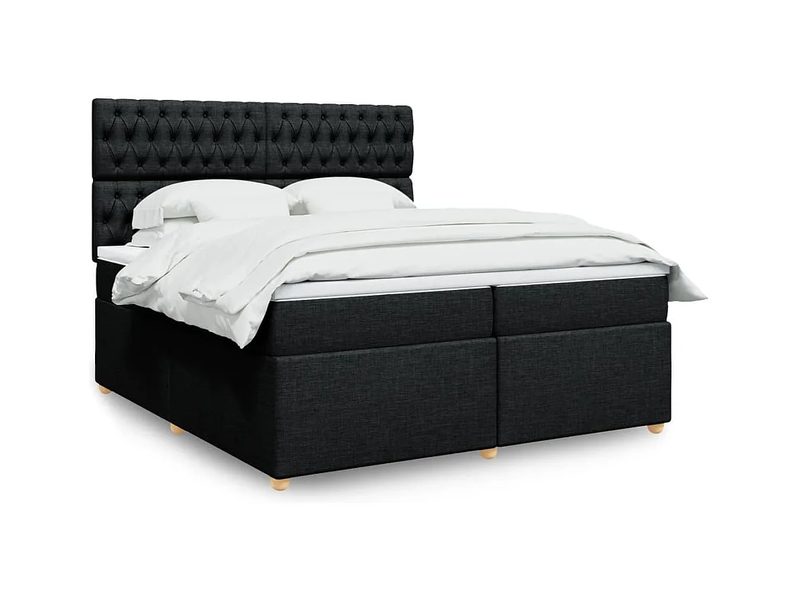 Sommier à lattes de lit avec matelas Noir 200x200 cm Tissu
