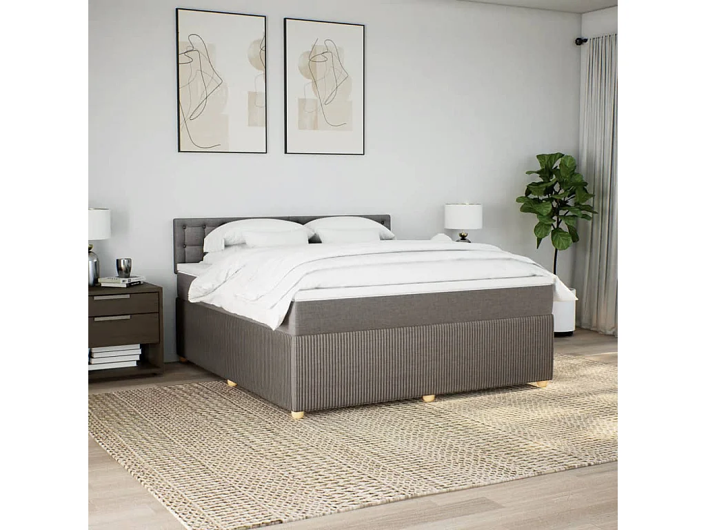 Boxspring met matras stof taupe 180x200 cm