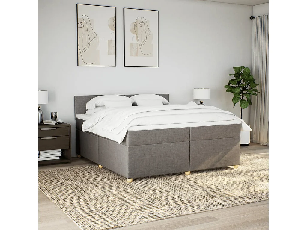 Sommier à lattes de lit avec matelas Taupe 200x200 cm Tissu