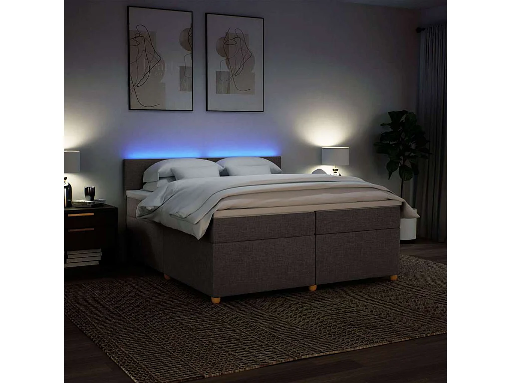 Sommier à lattes de lit avec matelas Taupe 200x200 cm Tissu