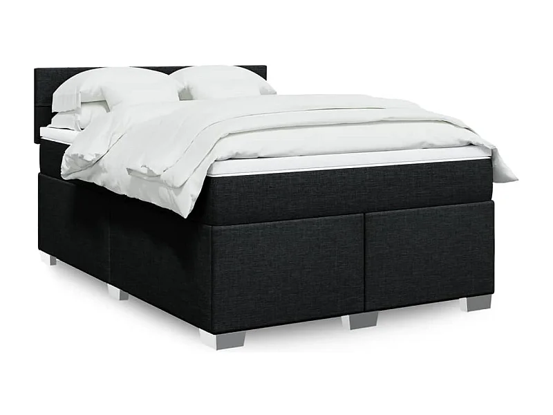 Cama com molas/colchão 160x200 cm tecido preto
