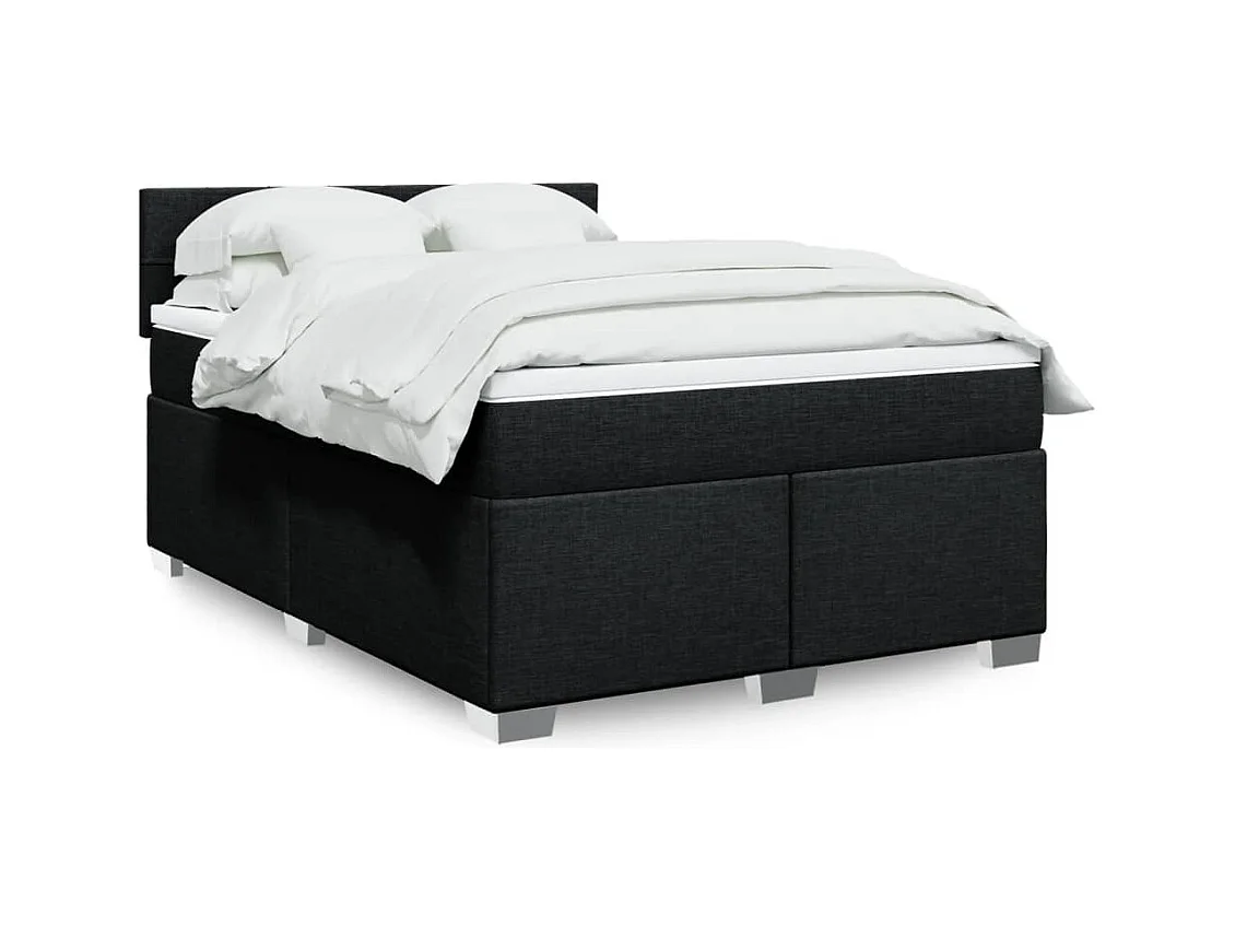 Cama box spring con colchón tela negro 160x200 cm