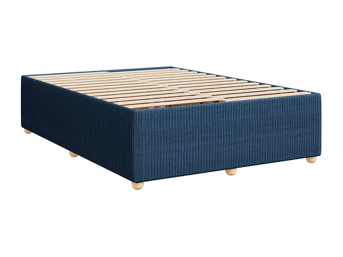 Cama box spring con colchón tela azul 160x200 cm