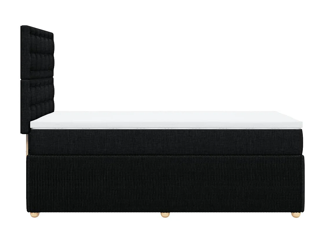 Cama box spring con colchón tela negro 80x200 cm