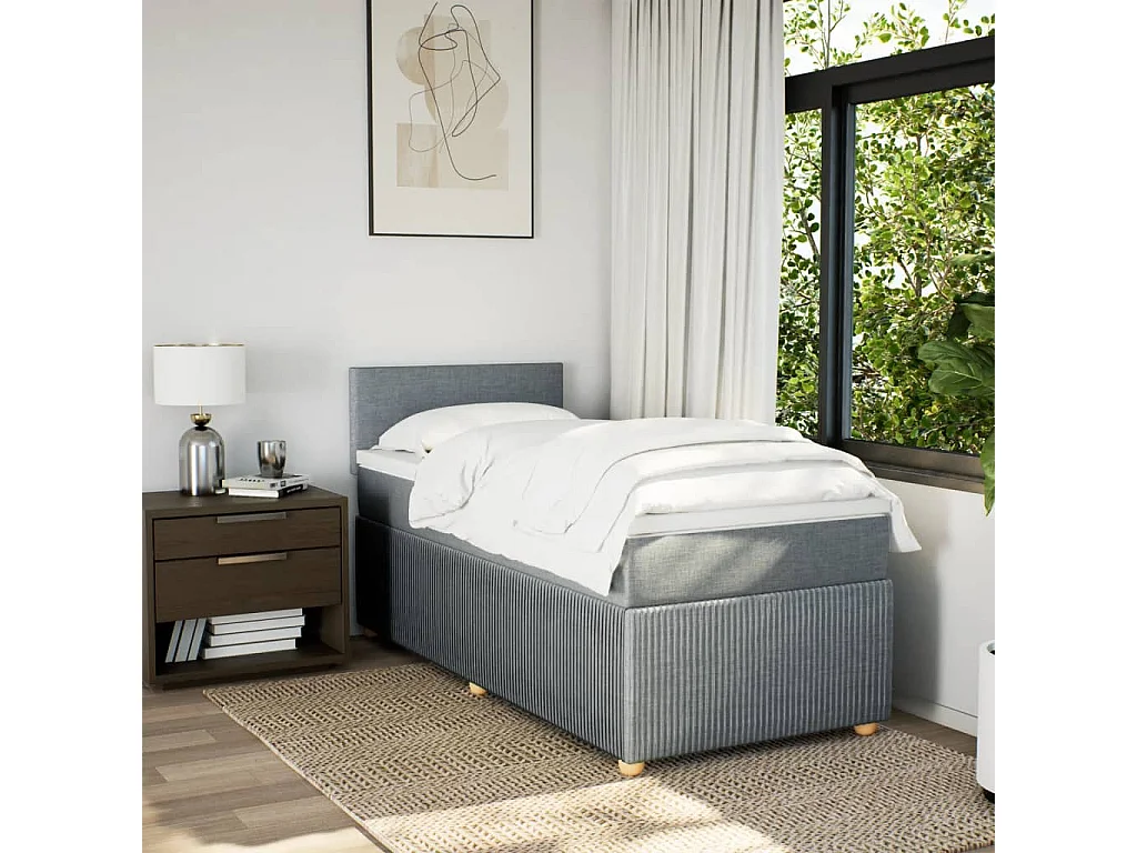 Boxspring met matras stof lichtgrijs 80x200 cm