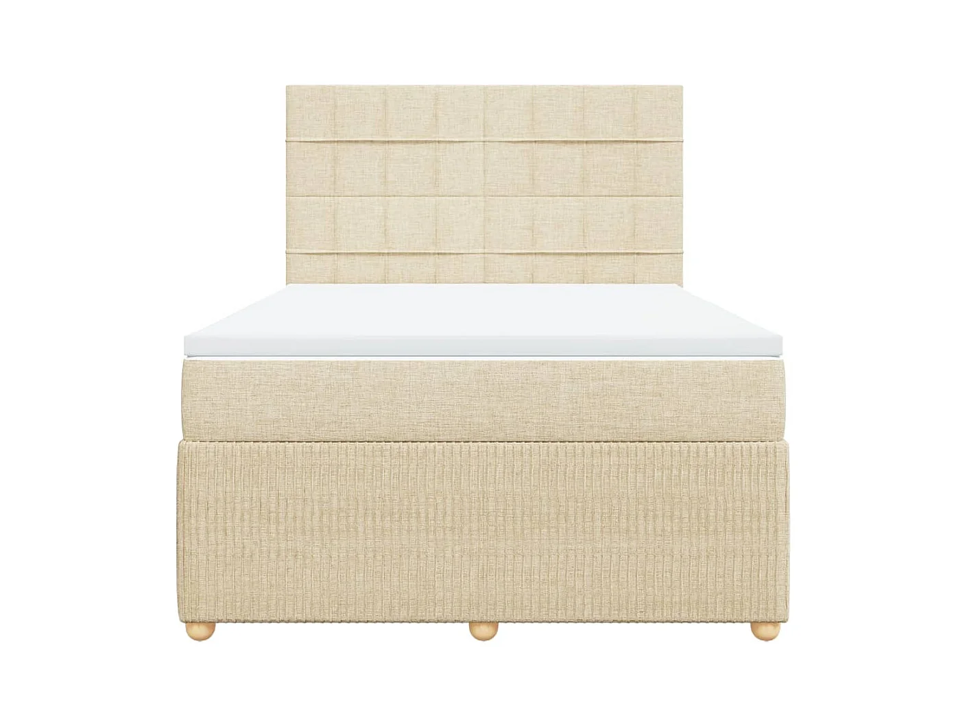 Cama box spring con colchón tela color crema 140x190 cm