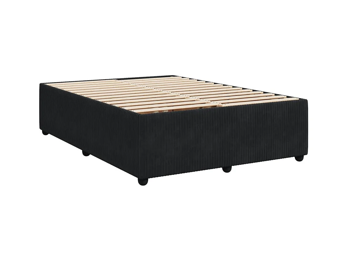 Sommier à lattes de lit et matelas Noir 160x200 cm Velours