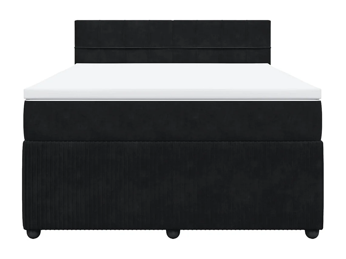 Sommier à lattes de lit et matelas Noir 160x200 cm Velours