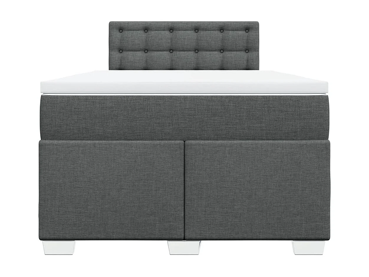 Cama box spring con colchón tela gris oscuro 120x190 cm