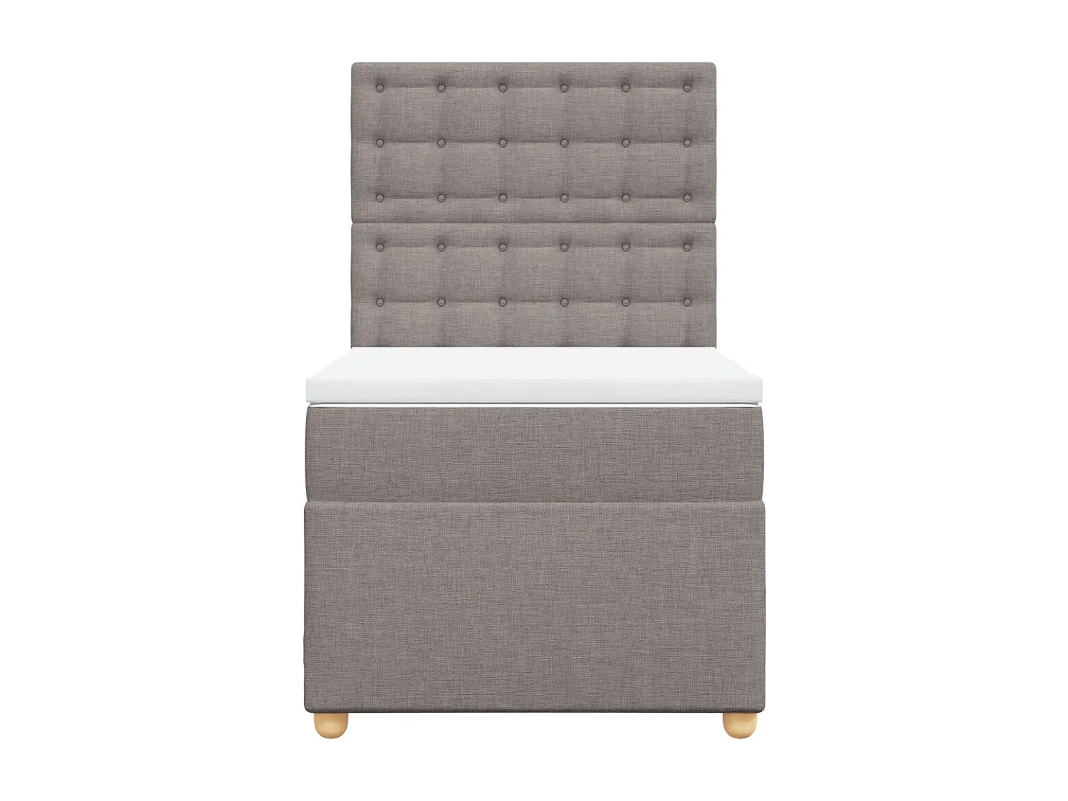 Cama box spring con colchón tela gris taupe 100x200 cm