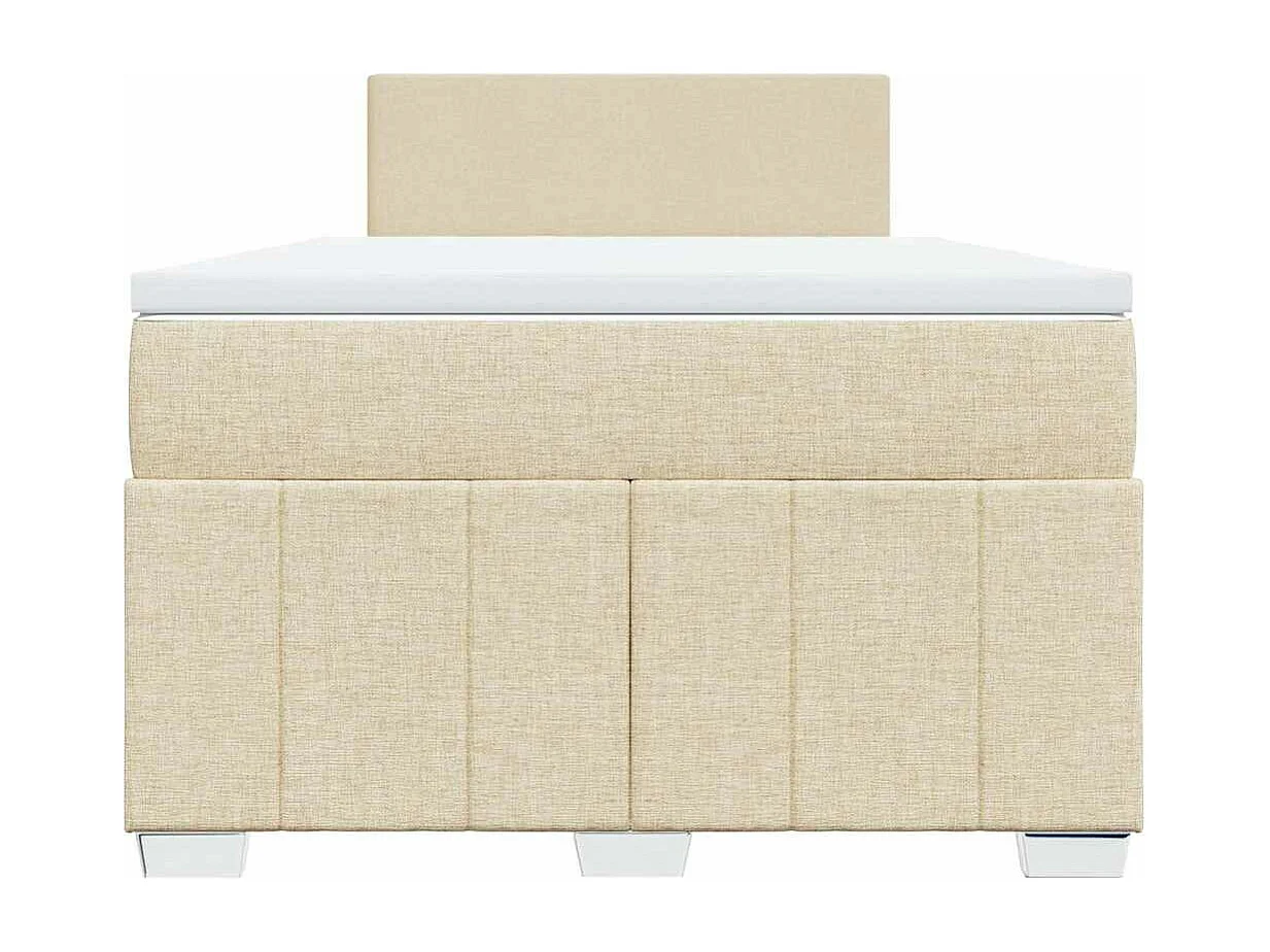 Cama box spring con colchón tela color crema 120x200 cm