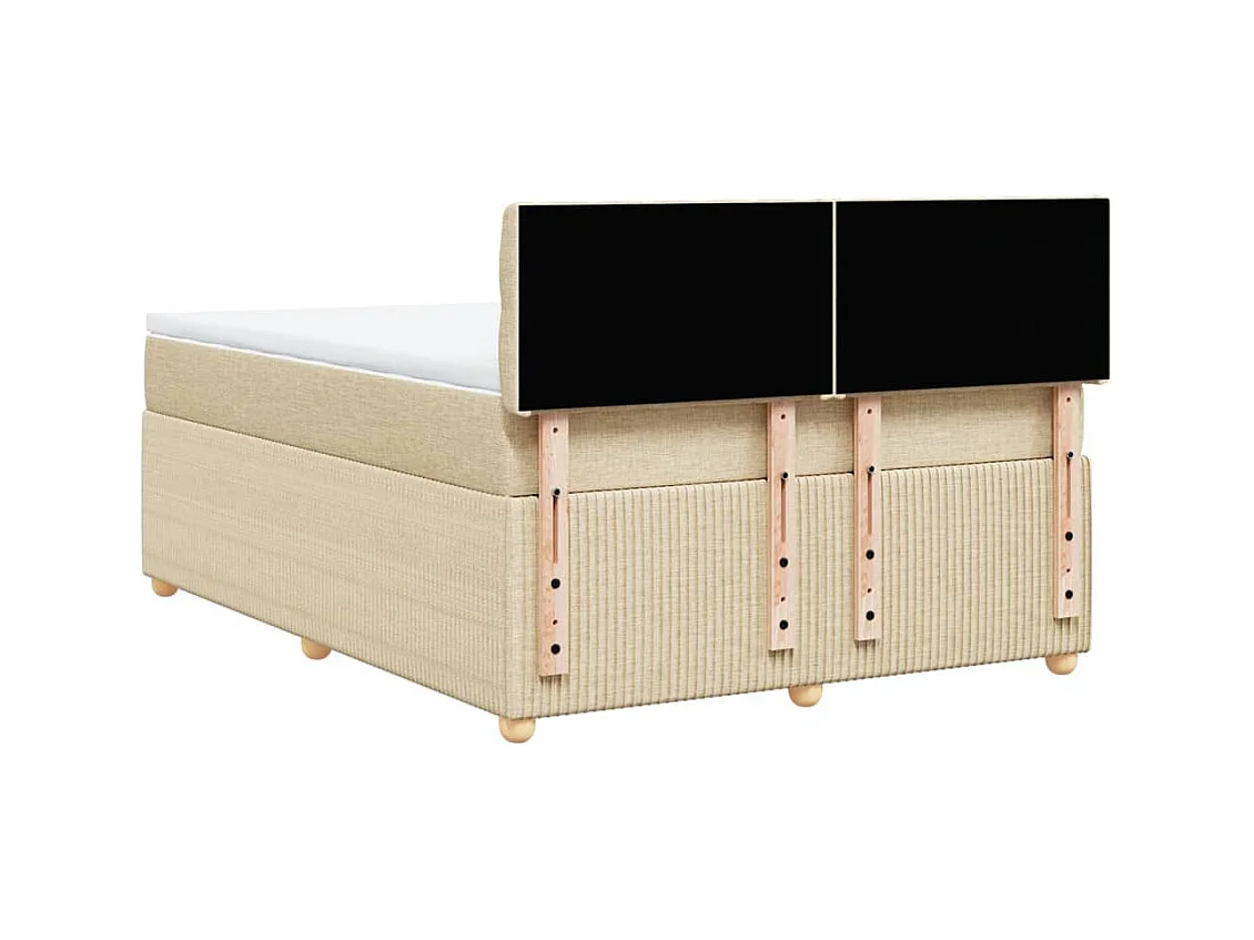 Sommier à lattes de lit avec matelas Crème 140x190 cm Tissu