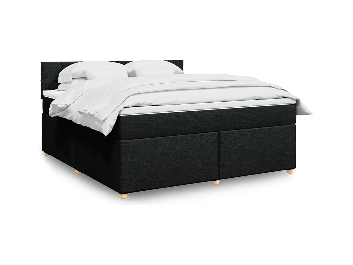 Boxspring met matras stof zwart 180x200 cm