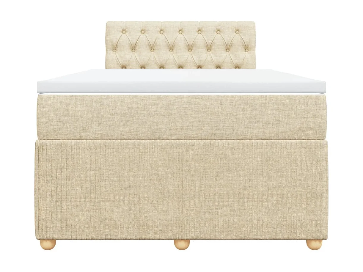 Sommier à lattes de lit avec matelas crème 120x190 cm tissu