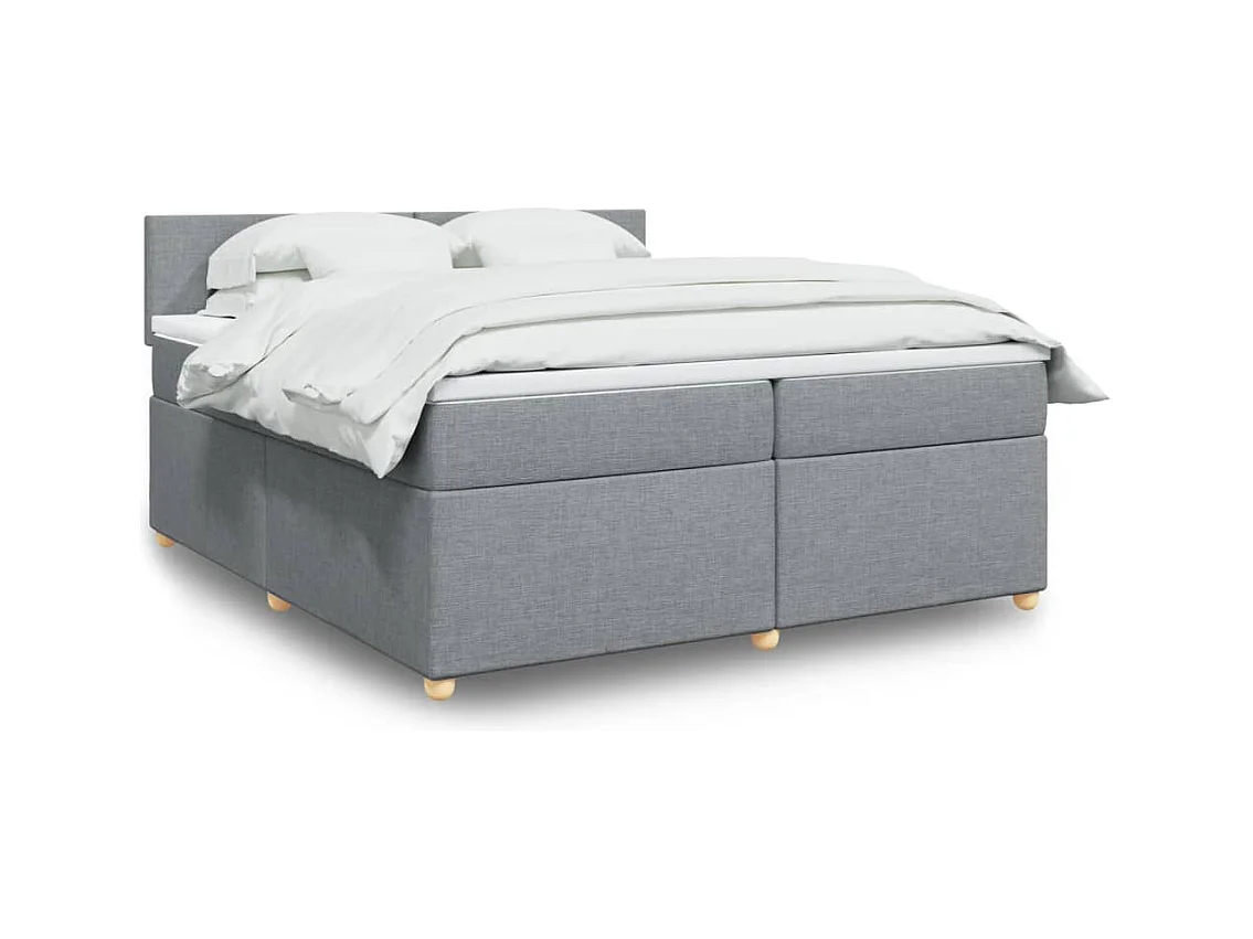 Cama box spring con colchón tela gris claro 200x200 cm