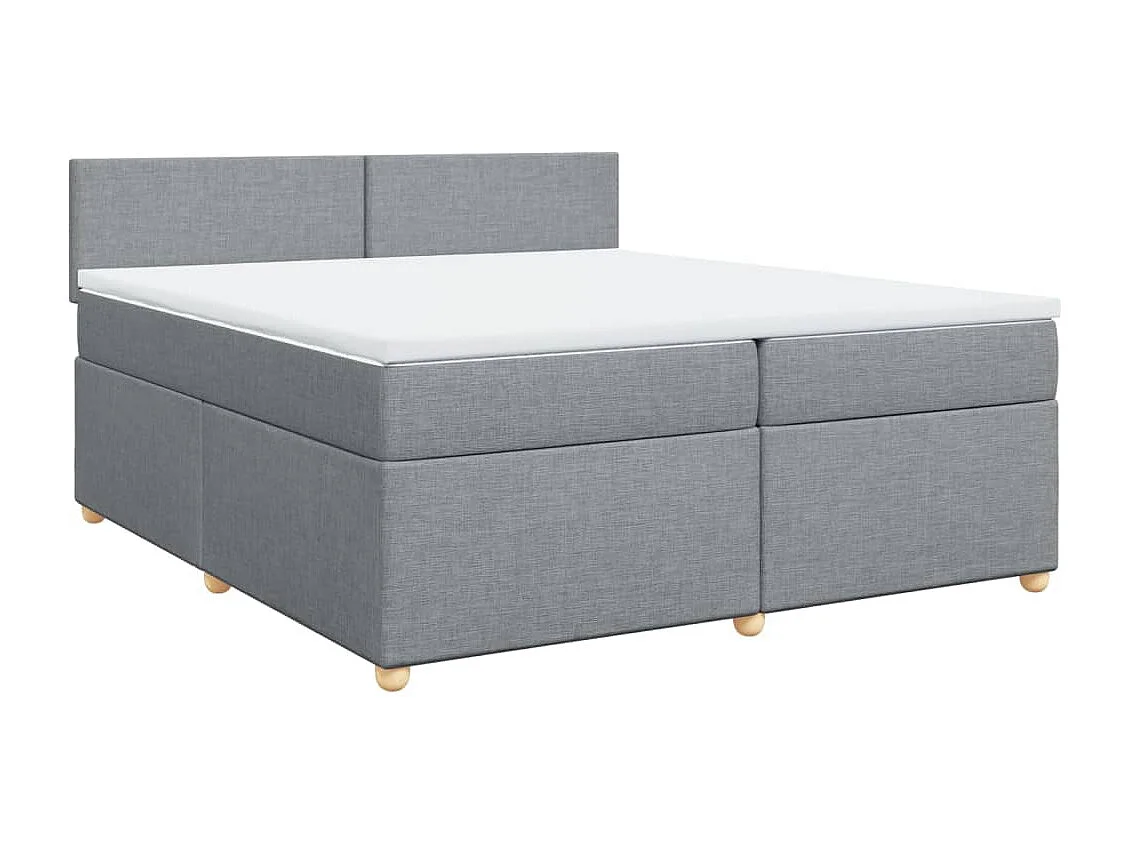 Sommier à lattes de lit avec matelas Gris clair 200x200cm Tissu