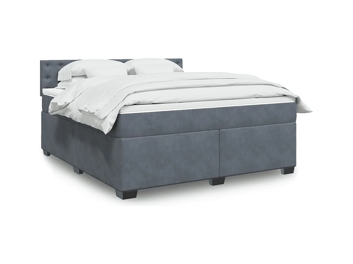 Boxspring met matras fluweel donkergrijs 180x200 cm