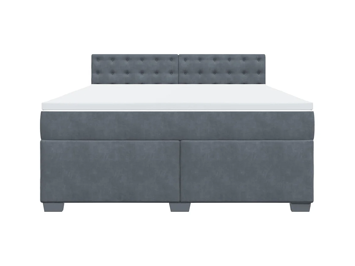 Cama box spring con colchón terciopelo gris oscuro 180x200 cm