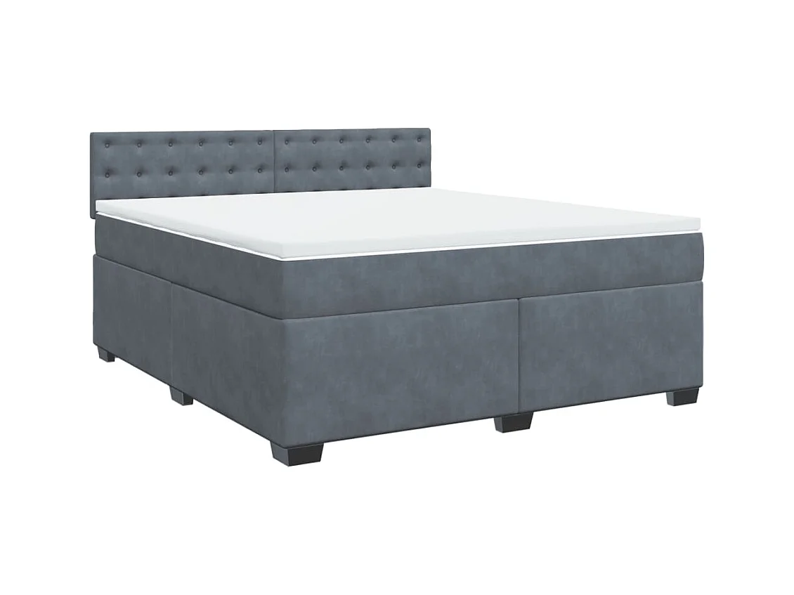 Cama box spring con colchón terciopelo gris oscuro 180x200 cm