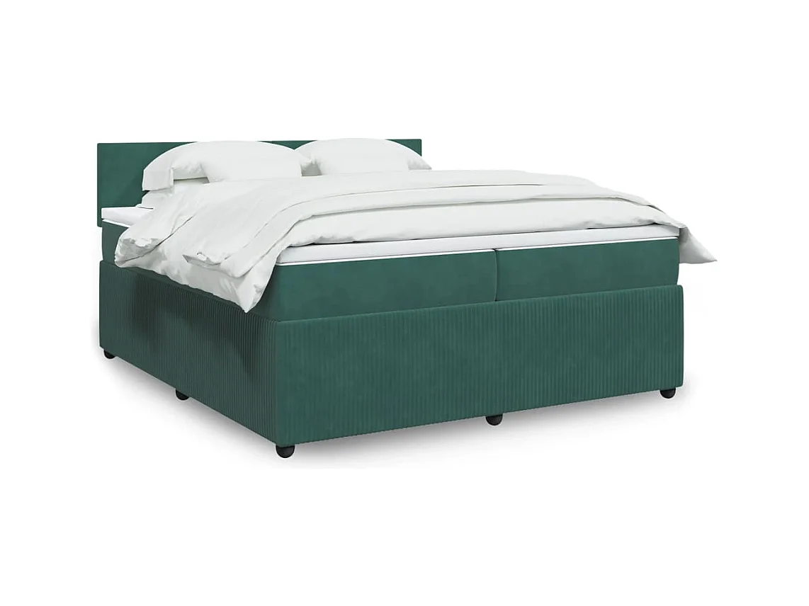 Sommier à lattes de lit et matelas Vert foncé 200x200cm Velours
