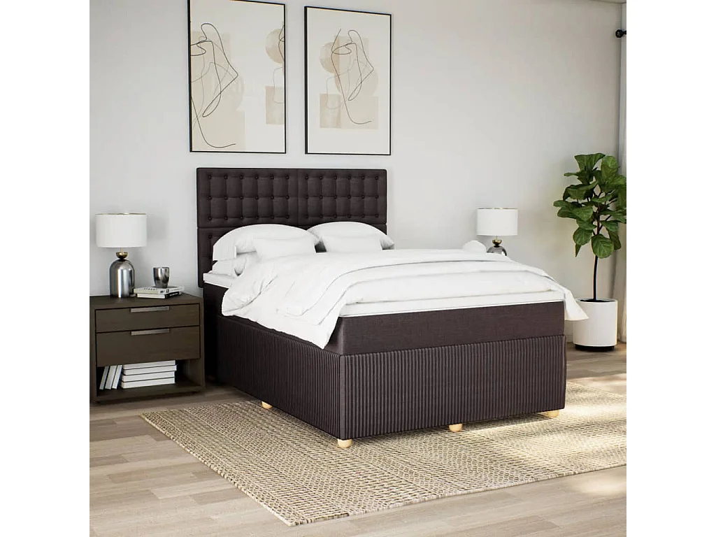 Sommier à lattes de lit avec matelas Marron foncé 140x200 cm