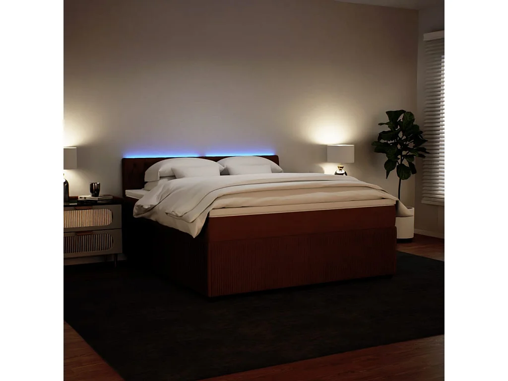 Cama box spring con colchón terciopelo rosa 180x200 cm