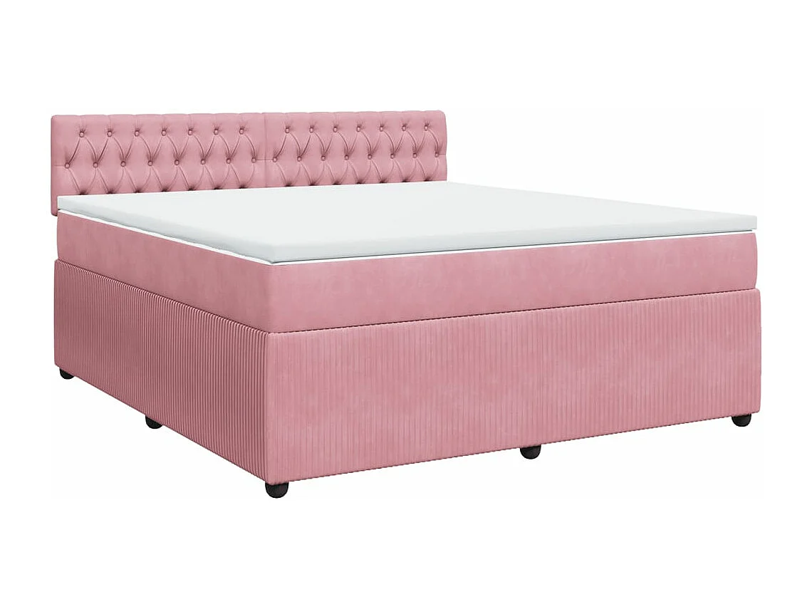 Cama box spring con colchón terciopelo rosa 180x200 cm