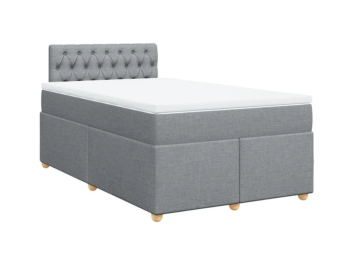 Cama boxspring com colchão 120x190 cm tecido cinzento-claro