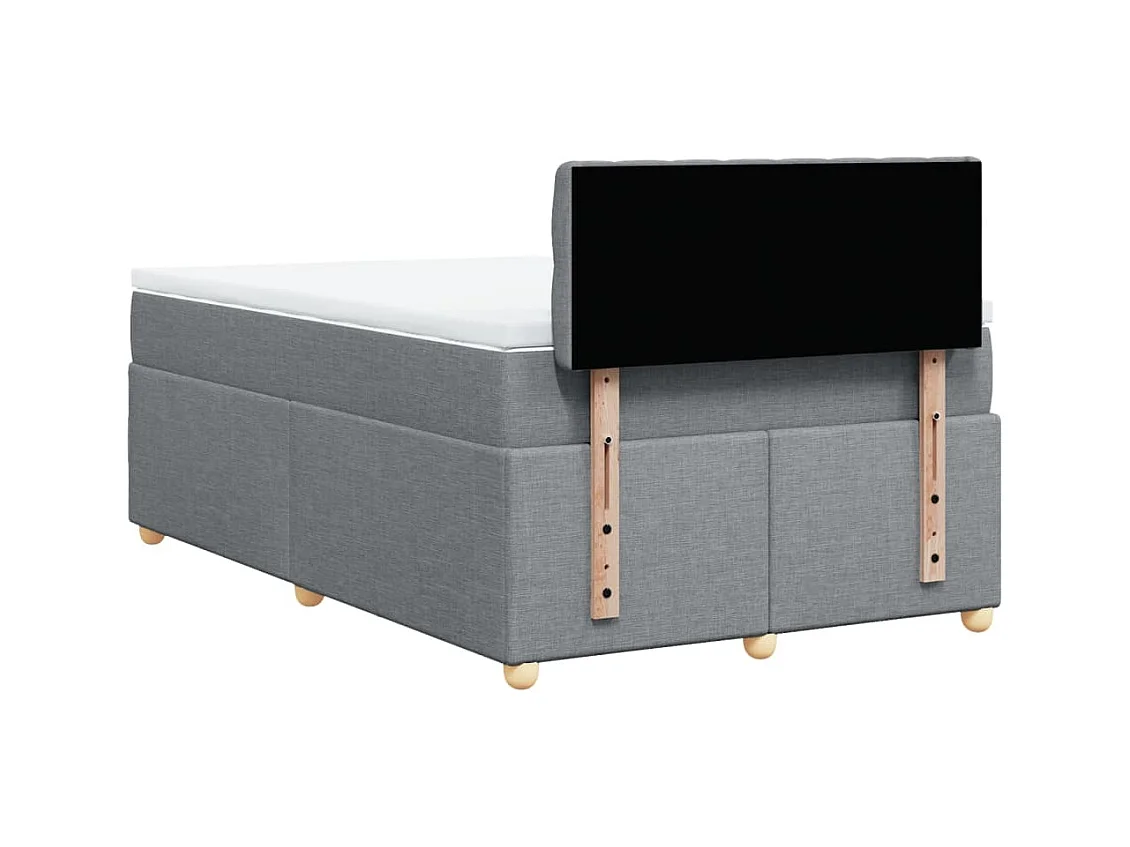 Cama boxspring com colchão 120x190 cm tecido cinzento-claro
