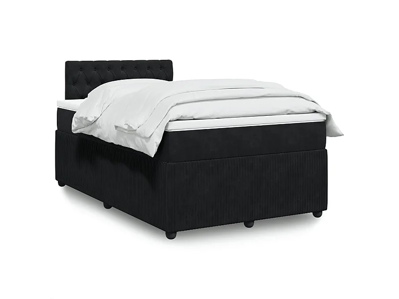 Cama box spring con colchón terciopelo negro 120x190 cm