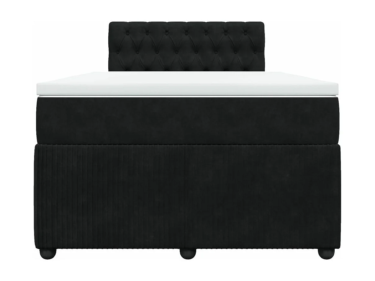 Cama box spring con colchón terciopelo negro 120x190 cm